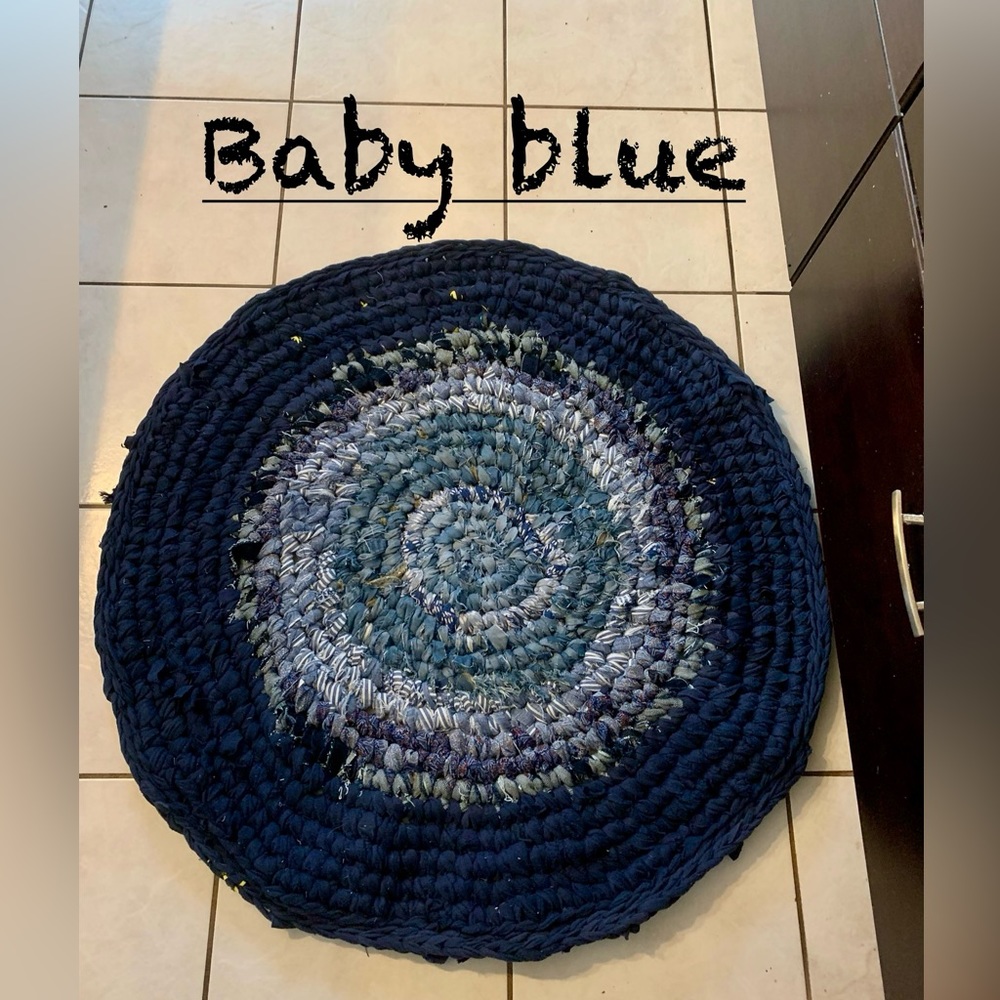 ‘Baby Blue’ rug made with repurpose fabric